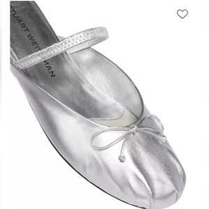 STUART WEITZMAN
Prima Bow Ballet Flats size 6.5 
$395 color:silver NEW
